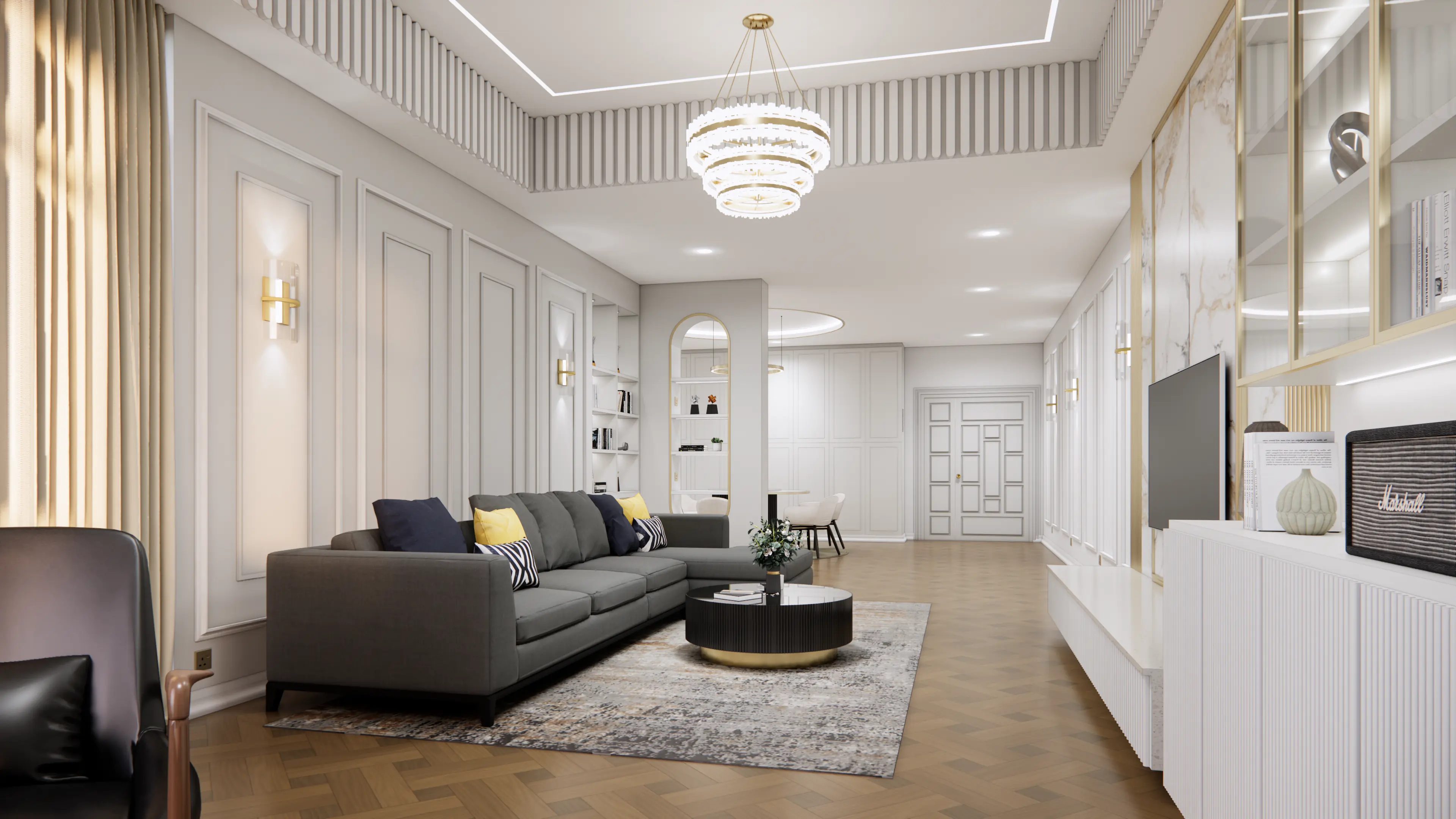 Living Room — Sofa & Bookshelf