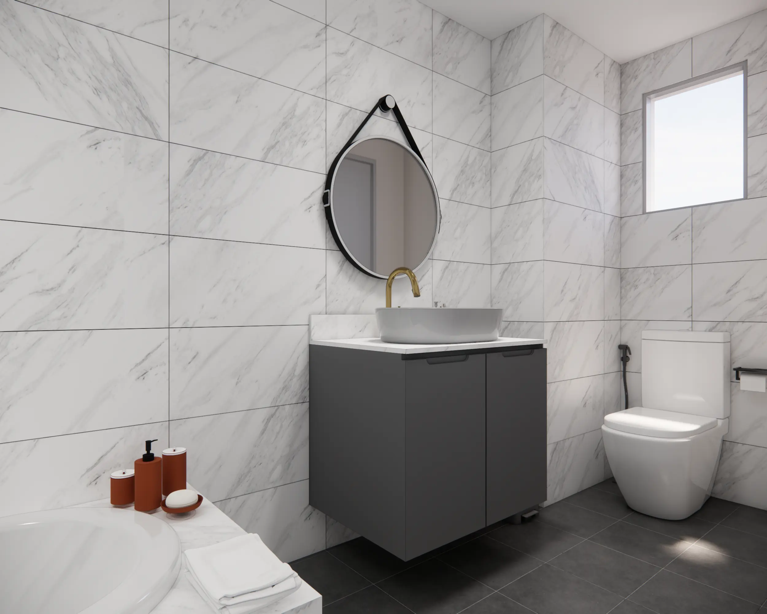 Master Bathroom — Warm Stone