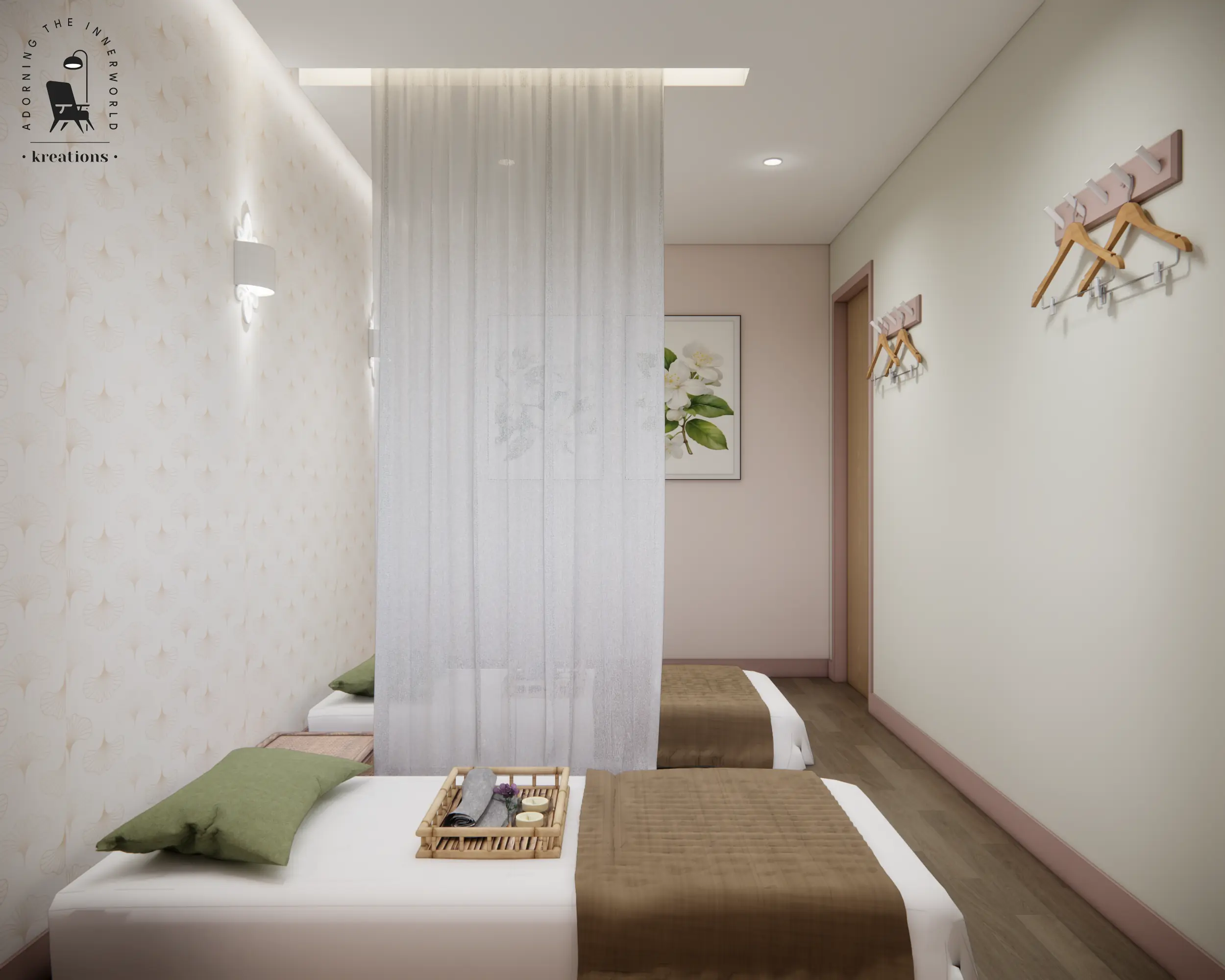 Body Massage — Dual Beds with Sheer Curtain