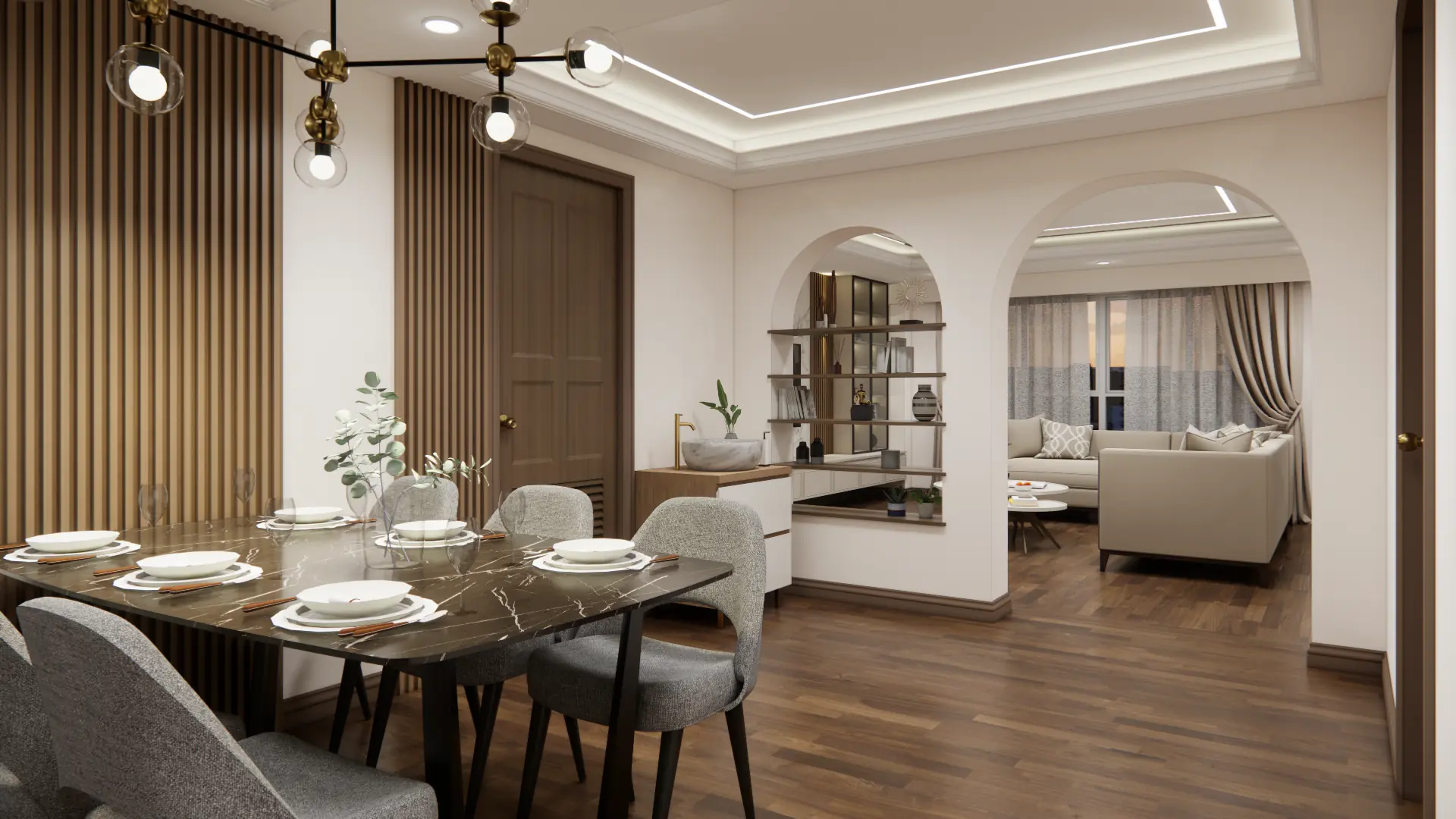 Dining — Round Table & Pendant Light