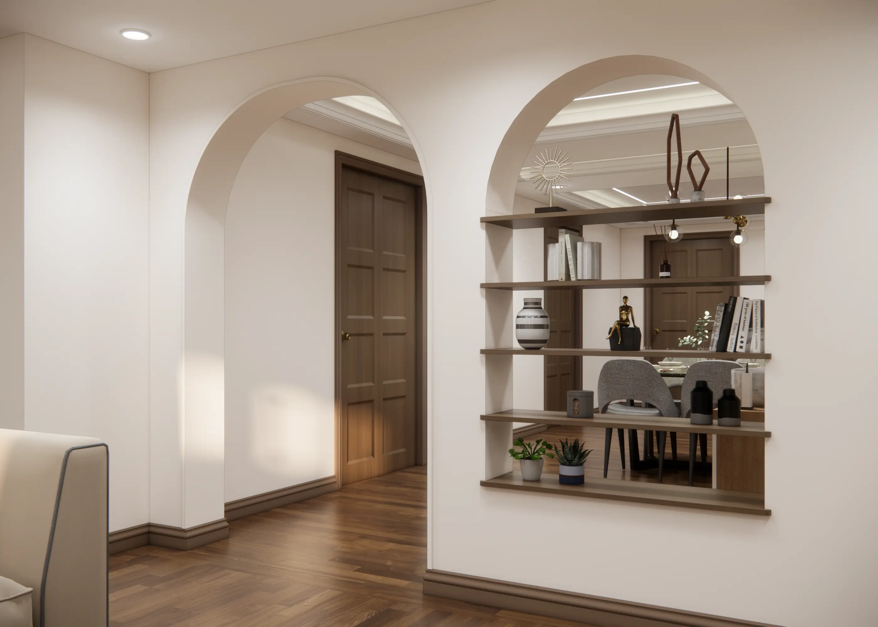 Entrance Arch — Beige & Teak