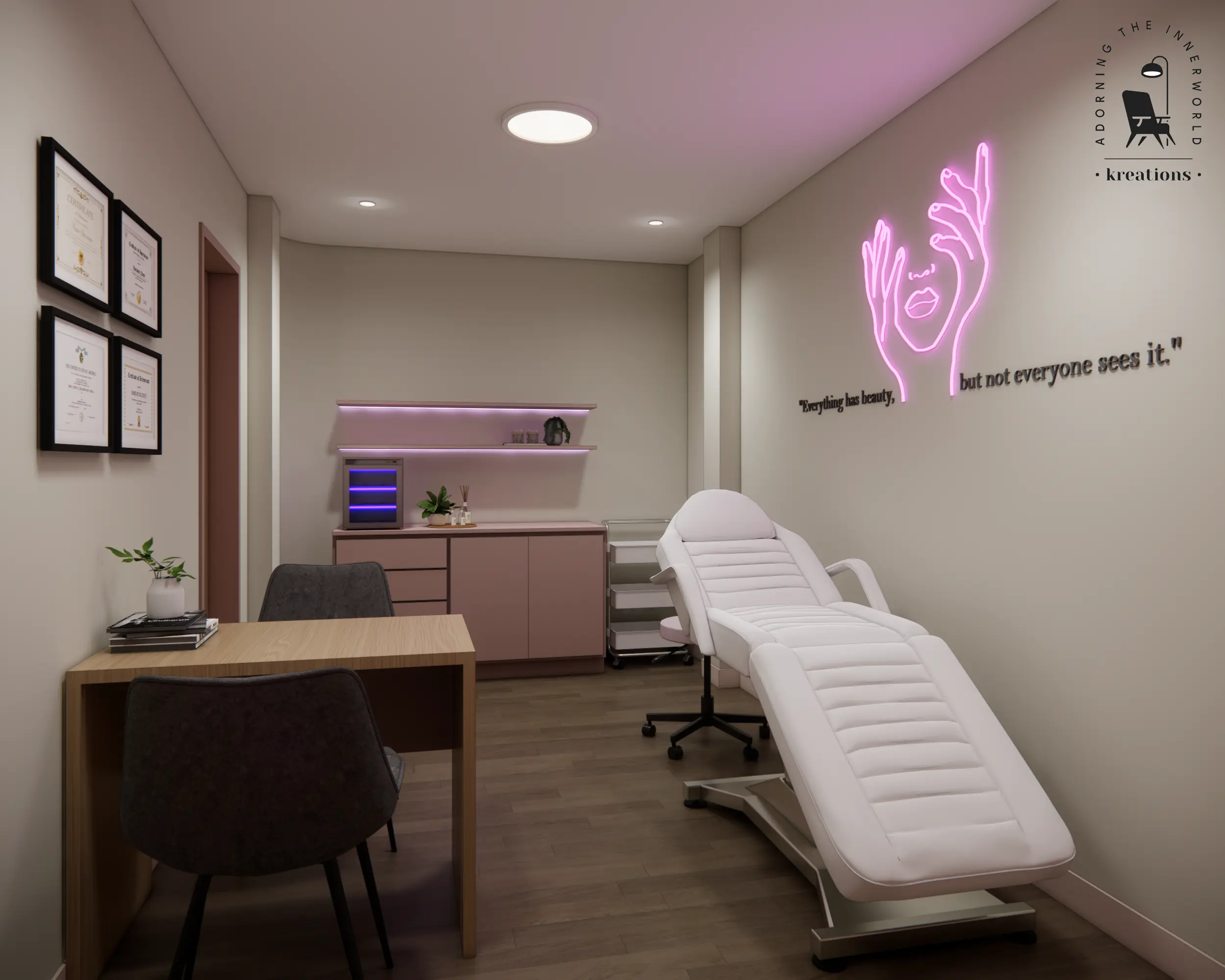 Eyelash Room — Full View with Pink Cabinet