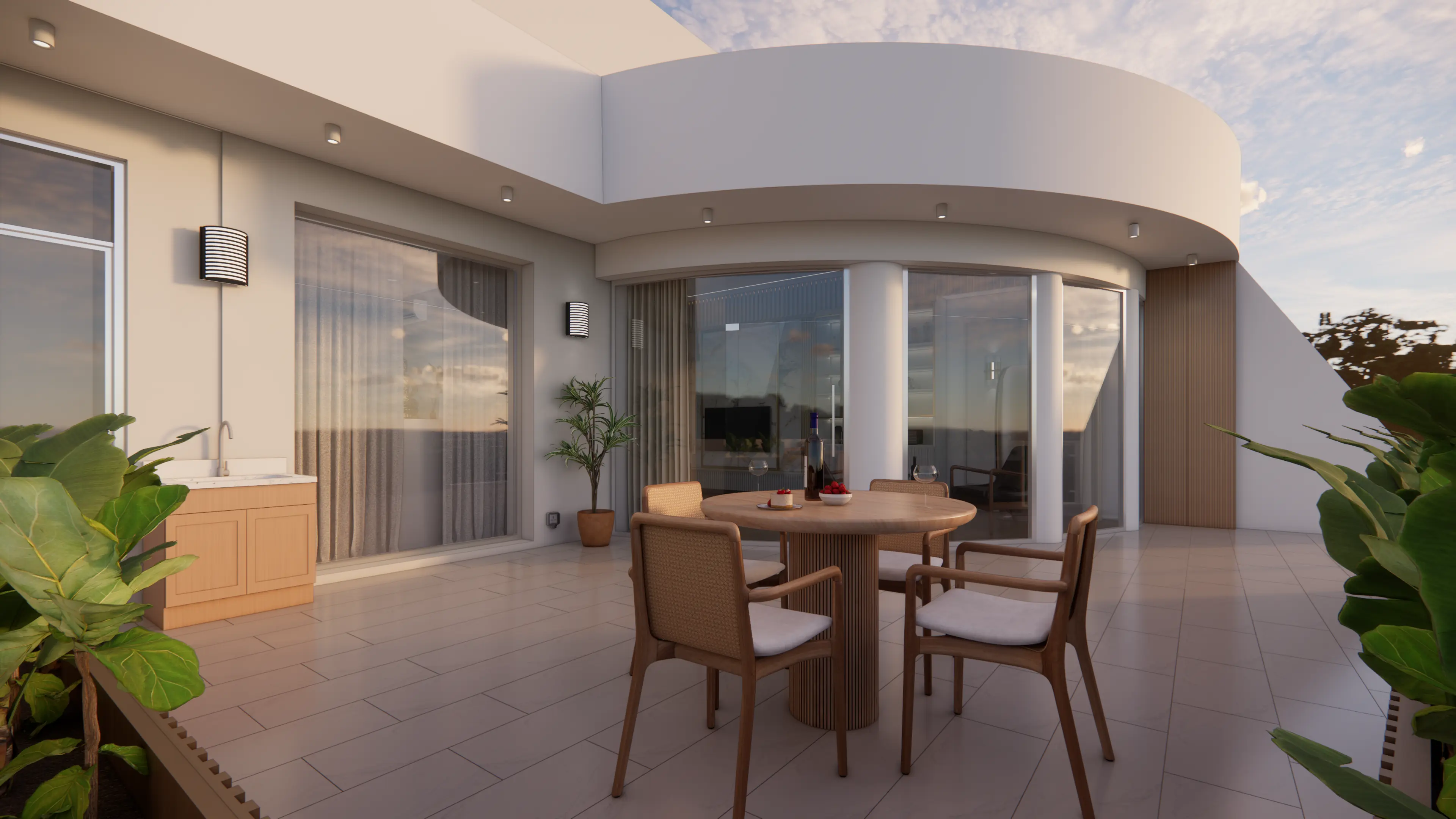 Balcony — Evening Dining with City View
