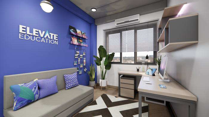 Staff Lounge — Blue Accent Wall