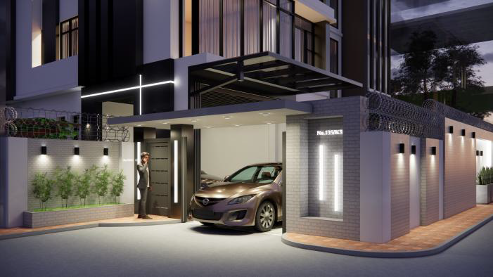 Carport Entrance — Night