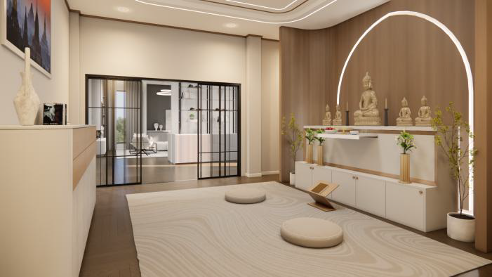 Shrine Room — With Home Office View