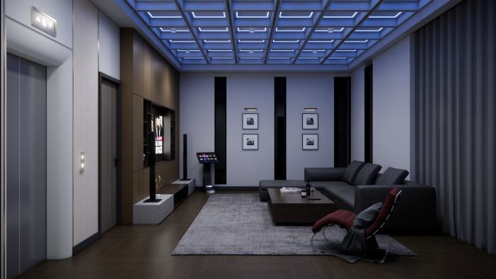 Whiskey Lounge — Blue LED Ceiling