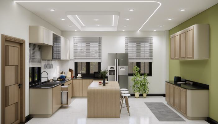 Home Office — Yellow Chair & Bookshelves