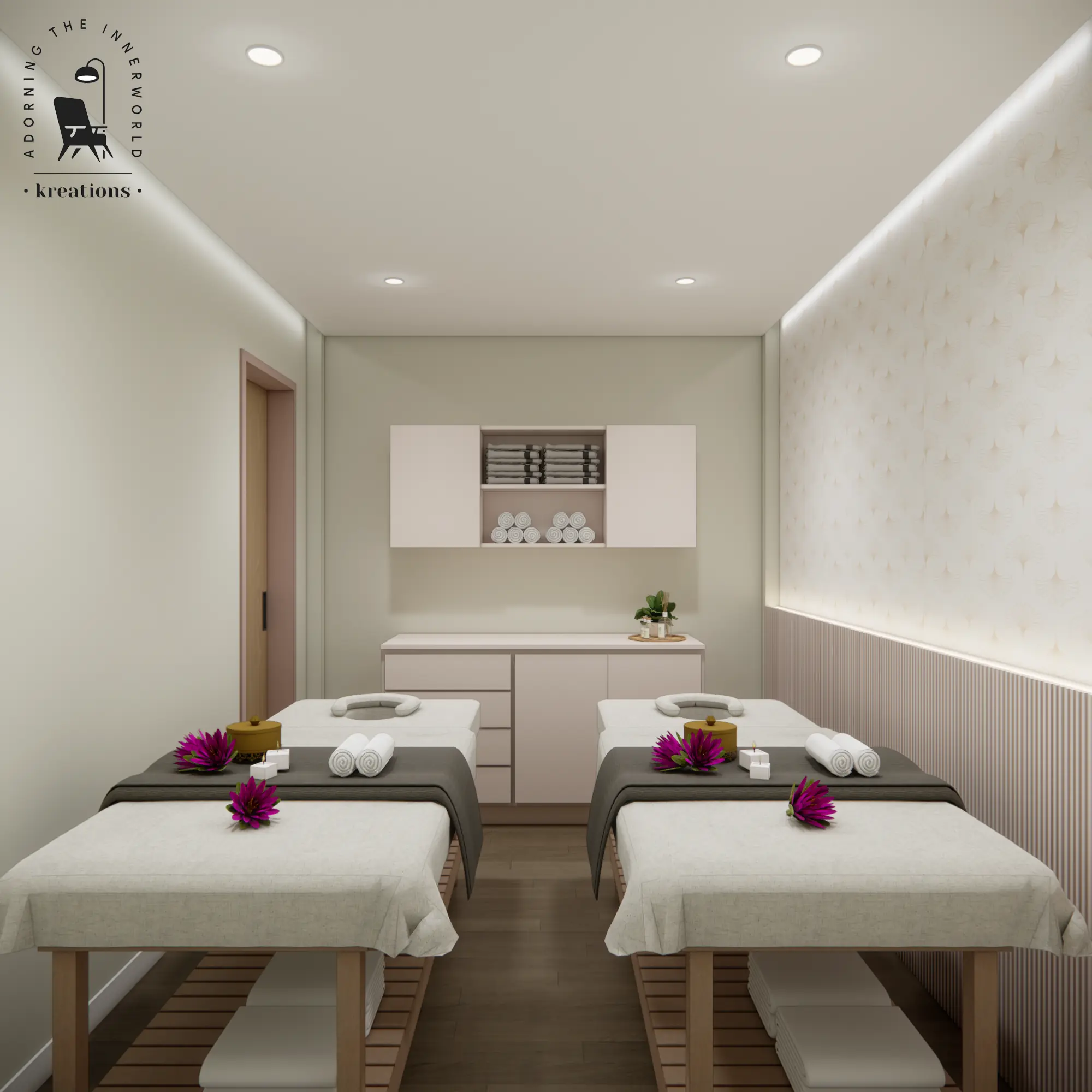 Swedish Massage — Warm Lighting & Floral Detail