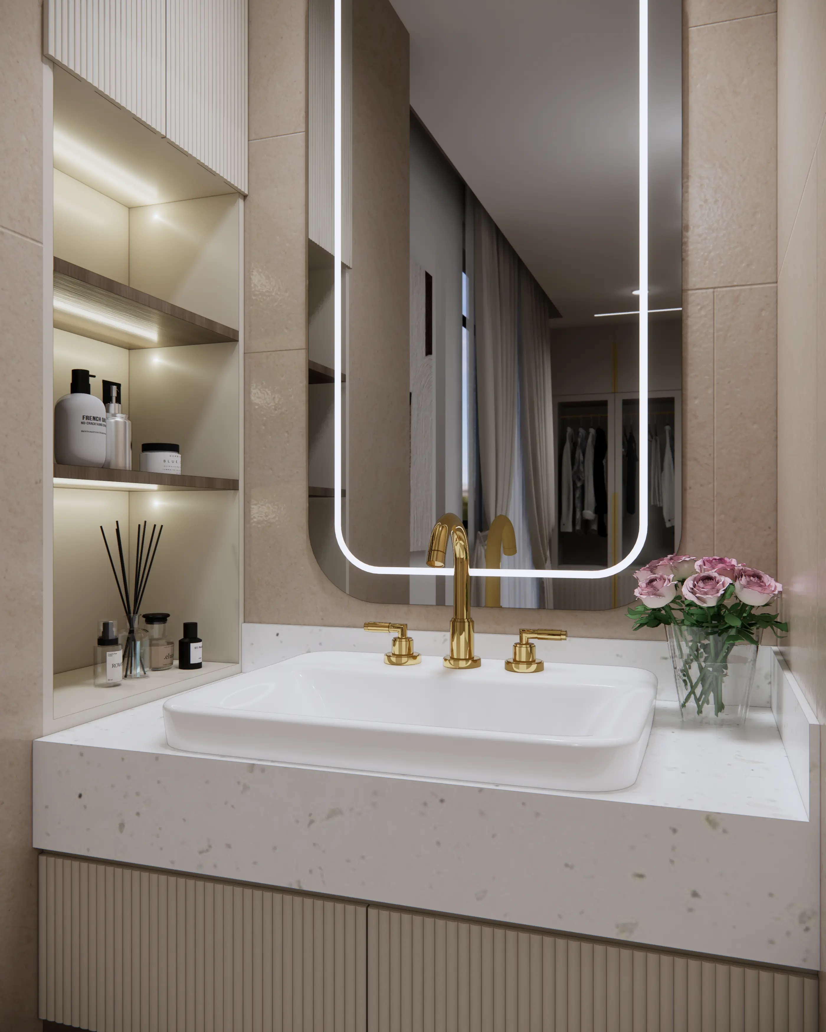 Vanity — Gold Tap & LED Mirror